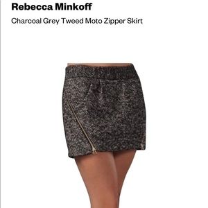 Rebecca Minkoff Charcoal Grey Moto Zipper Skirt